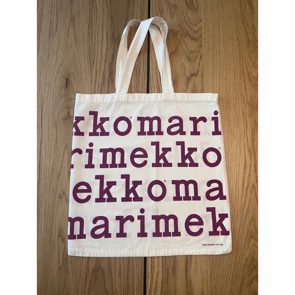 Marimekko Logo Tote Bag Womens OS‎ White Red Scandi Minimalist Eco Friendly